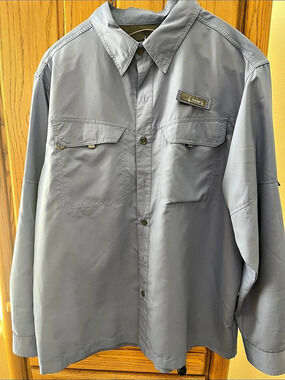 HABIT River Guide Long Sleeve Fishing Shirt Blue Large